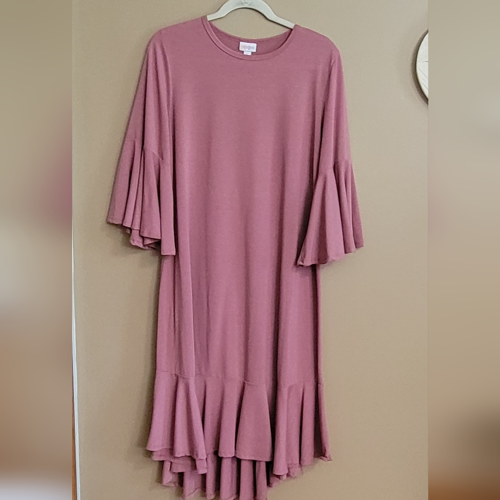 LuLaRoe Pink Bell Sleeve Sweater Dress